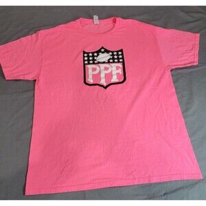 PPF Powder Puff Football T-Shirt Pink Jerzees Dri-Power Size L Womens/Mens Retro